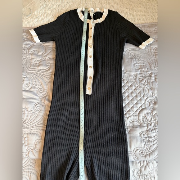 Free People Black Textured Knit Romper with White Trim - Picture 11 of 13